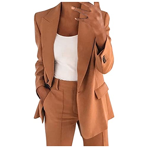 OUMSHBI Damen Anzug Elegant Revers Blazer Einfarbig Slim Fit Business Büro Office Blazer mit Taschen Damen Blazer mit Knopfleiste Cardigan Outwear Bequeme Mantel Oberbekleidung Anzug Arbeitskleidung von OUMSHBI