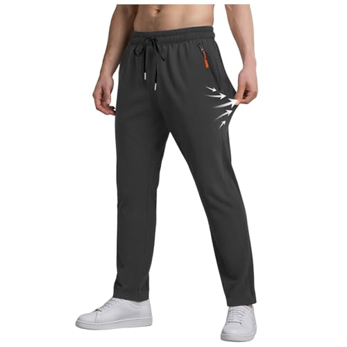 OUMSHBI Eisseide Hose Herren Stretch Schnell Trocknende Ice Seide Jogginghose Sommer Sporthose Mit Gummizug Atmungsaktive Freizeithose Aus Eisseide Einfarbig Herrenhose Hose Weitem Bein Dunkelgrau,L von OUMSHBI
