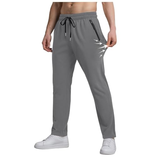 OUMSHBI Eisseide Hose Herren Stretch Schnell Trocknende Ice Seide Jogginghose Sommer Sporthose Mit Gummizug Atmungsaktive Freizeithose Aus Eisseide Einfarbig Herrenhose Hose Weitem Bein Grau,L von OUMSHBI
