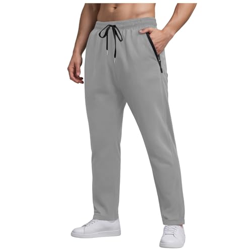 OUMSHBI Eisseide Hose Herren Stretch Schnell Trocknende Ice Seide Jogginghose Sommer Sporthose Mit Gummizug Atmungsaktive Freizeithose Aus Eisseide Einfarbig Herrenhose Hose Weitem Bein Hellgrau,XL von OUMSHBI
