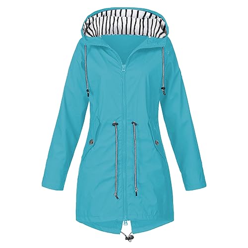 OUMSHBI Faltbare Übergangsjacke mit Kapuze Regenparka Damen Regenjacke wasserdicht atmungsaktiv Regenmantel Damen lang faltbar ultraleichte Regenjacke Damen Regenparka Regenjacke Ultraleicht Damen von OUMSHBI