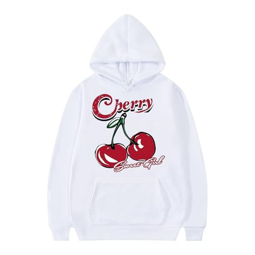 OUMSHBI Herren Damen Hoodie Pullover Mit Kapuze,Kirsche Muster Sweatshirt Männer Oversize Langarm Kapuzenpullover Locker Kapuzenpulli Hoody Mit Taschen und Kordelzug Herbst Winter Y2K Mode Sweatjacke von OUMSHBI