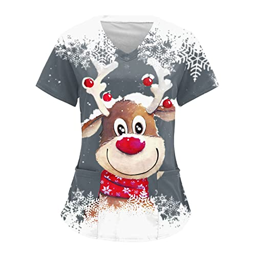 OUMSHBI Kittel Altenpflege Damen Pflege Kleidung Set Weihnachtsoutfit Kassaks Große Größen Kasack Hellblau Berufsbekleidung von OUMSHBI