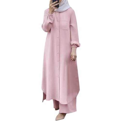 OUMSHBI Muslimische Kleider Damen Festlich Muslim Damen Kleidung Dubai Unifarben Abaya Jilbab für Ramadan Muslim Kleid Ganzkörper Eid Mubarak Kaftan Abayas Muslim Dress Islamische Muslim Gebetskleid von OUMSHBI