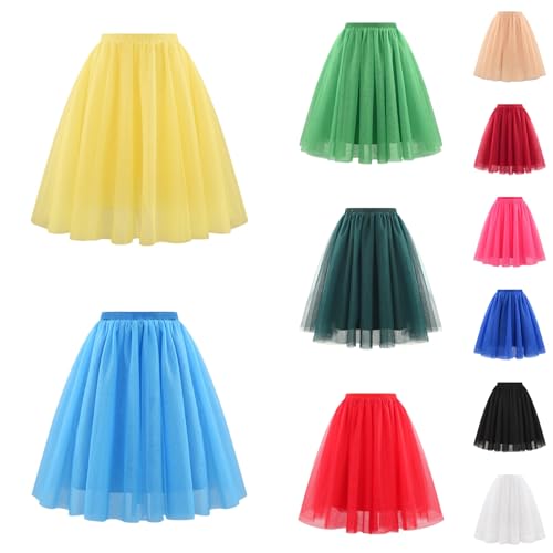 Damen Tütü Rock Einfarbig Karneval Kostüme Hohe Taille Faltenrock Tüll Petticoat Unterrock Tanzkleidung Damen Ballett Kurzer 80er Faschingskostüme Cosplay Party Zubehör Hosenrock Für Frauen von OUMSHBI