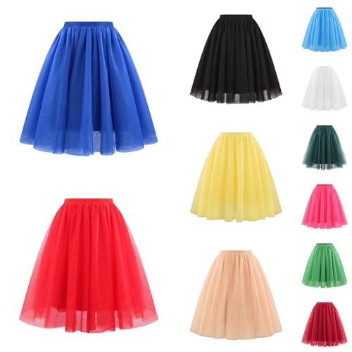 Damen Tütü Rock Einfarbig Karneval Kostüme Hohe Taille Faltenrock Tüll Petticoat Unterrock Tanzkleidung Damen Ballett Kurzer 80er Faschingskostüme Cosplay Party Zubehör Hosenrock Für Frauen von OUMSHBI