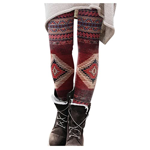 OUMSHBI Strumpfhosen Damen Grosse Grössen Muster Thermo Leggings Weiche Slim Leggings Hose Dicke Winter Warme Fleece-Futter Stretch Strumpfhosen Große Größen Weihnachten Leggings Damen Strumpfhose von OUMSHBI