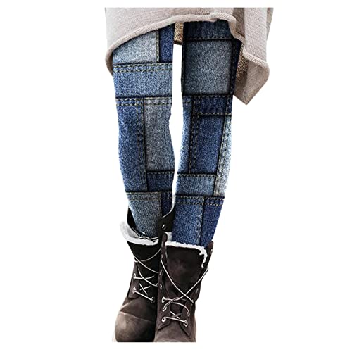 OUMSHBI Strumpfhosen Damen Patchworkfarbe Thermo Leggings Weiche Slim Leggings Hose Dicke Winter Warme Fleece-Futter Stretch Strumpfhosen Große Größen Weihnachten Leggings Frauen Strumpfhose von OUMSHBI