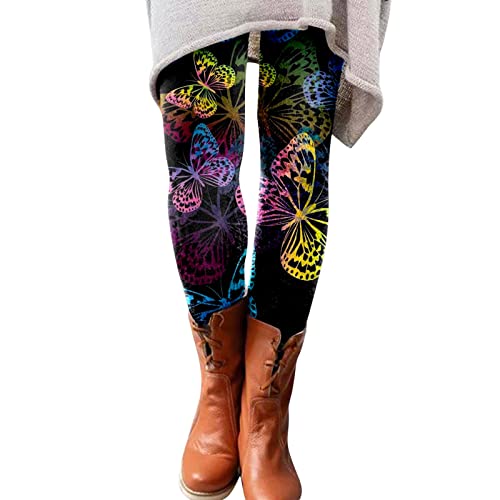 OUMSHBI Strumpfhosen Damen Schmetterlings Muster Thermo Leggings Weiche Slim Leggings Hose Dicke Winter Warme Fleece-Futter Stretch Strumpfhosen Große Größen Weihnachten Leggings Frauen Strumpfhose von OUMSHBI