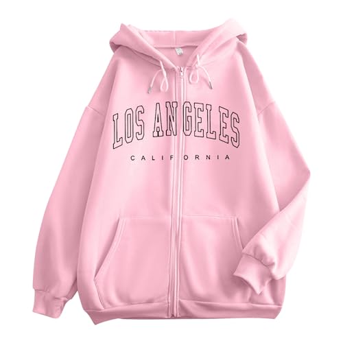 OUMSHBI Sweatshirt Jacke Damen Reißverschluss Hoodie mit Kapuze - Briefe Drucken Zipper Hoodies Casual Kapuzenpullover Basic Herbst Winter Kapuzenpulli College Jacke Hoody Pullover mit Taschen von OUMSHBI