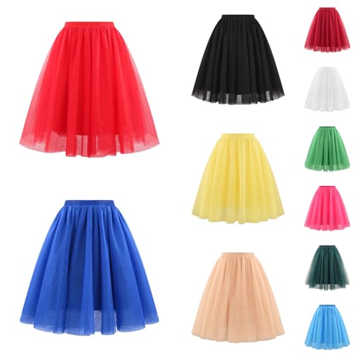 Damen Tütü Rock Einfarbig Karneval Kostüme Hohe Taille Faltenrock Tüll Petticoat Unterrock Tanzkleidung Damen Ballett Kurzer 80er Faschingskostüme Cosplay Party Zubehör Hosenrock Für Frauen von OUMSHBI
