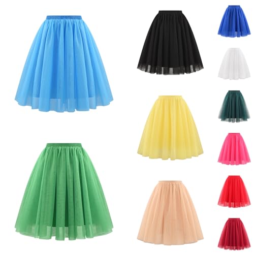 Damen Tütü Rock Einfarbig Karneval Kostüme Hohe Taille Faltenrock Tüll Petticoat Unterrock Tanzkleidung Damen Ballett Kurzer 80er Faschingskostüme Cosplay Party Zubehör Hosenrock Für Frauen von OUMSHBI