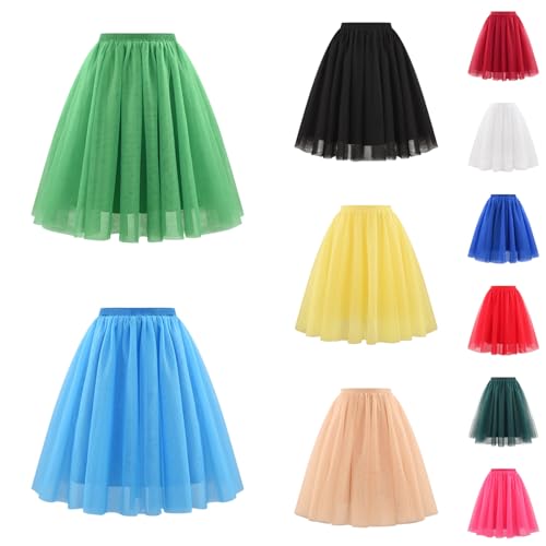 Damen Tütü Rock Einfarbig Karneval Kostüme Hohe Taille Faltenrock Tüll Petticoat Unterrock Tanzkleidung Damen Ballett Kurzer 80er Faschingskostüme Cosplay Party Zubehör Hosenrock Für Frauen von OUMSHBI