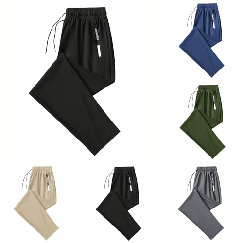 OUMSHBI Unisex Ice Silk Freizeithose Eisseide Jogginghose Stretch Sommer Dünne Ice Seide Hosen mit Kordelzug Atmungsaktive Coole Sporthose für Herren und Damen Leichte Hose Unisex Baggy Schwarz,L OUMSHBI Unisex Ice Silk Freizeithose Eisseide Jogginghose Stretch Sommer Dünne Ice Seide Hosen mit Kordelzug Atmungsaktive Coole Sporthose für Herren und Damen Leichte Hose Unisex Baggy Schwarz,L von OUMSHBI