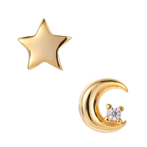 OUNONA Mond Und Stern Ohrschmuck Aus Silber Für Damen Asymmetrische Ohrringe Kreative Modeohrringe Mit Edelstahlfinish OUNONA Mond Und Stern Ohrschmuck Aus Silber Für Damen Asymmetrische Ohrringe Kreative Modeohrringe Mit Edelstahlfinish von OUNONA