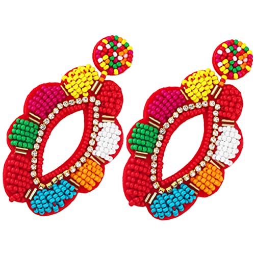 OUNONA 1 Paar Ethnische Dangle Ohrringe Bunten Perlen für Festivals und Alltag Handgemachte Blütenohrringe für Strand Feiertage und Besondere Anlässe OUNONA 1 Paar Ethnische Dangle Ohrringe Bunten Perlen für Festivals und Alltag Handgemachte Blütenohrringe für Strand Feiertage und Besondere Anlässe von OUNONA
