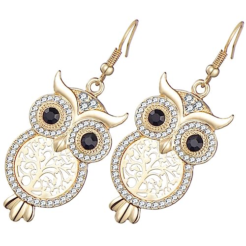 OUNONA Eulen-ohrhänger Damen Baumelnde Strassohrringe Statement-ohrringe Tropfenohrringe Modeschmuck Für Alltag Und Festlichkeiten von OUNONA