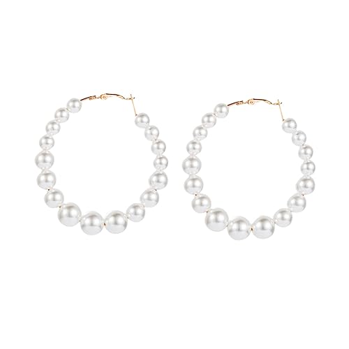 OUNONA 1 Paar Extravaganter Geometrischer Perlenohrringe für Damen Stilvolle Ohrstecker und Ohrhänger Weiß für Alltag und Festlichkeiten Komfortabel und Langlebig für Freunde und Familie von OUNONA