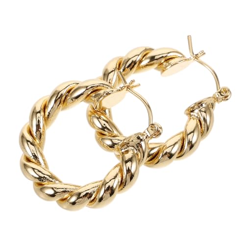 OUNONA 1 Paar Goldene Ohrringe Damen Hypoallergene Twist Creolen für Mädchen Langlebig und Leicht für Geburtstagsfeiern und Besondere Anlässe von OUNONA