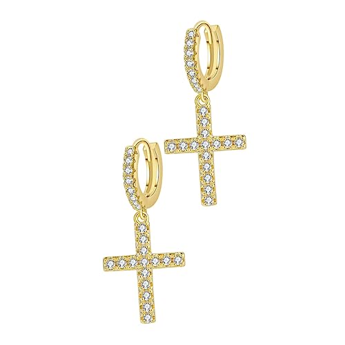 OUNONA 1 Paar Kreuzanhänger Ohrringe Goldfarbene Ohrhänger Stilvolles Damen Ohrschmuck für Partys und Mode Events Extravaganter Dangle Schmuck für Frauen von OUNONA