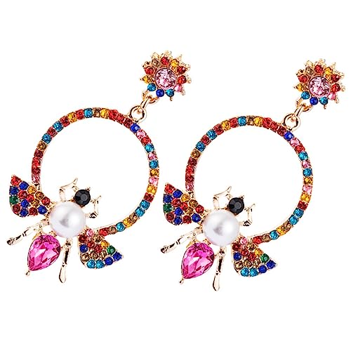 OUNONA Perle Ohrringe Für Frauen Bienenohrringe Mit Strasssteinen Kreis-ohrringe Als Ohrhänger Damenschmuck Aus Ohrschmuck Für Mädchen Und Damen von OUNONA