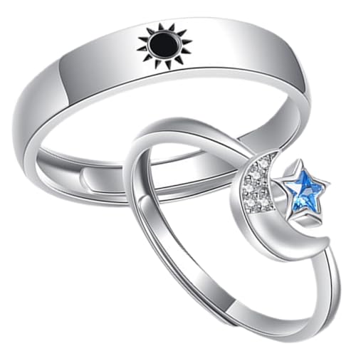 OUNONA 1 Paar Ringe für Verstellbare Liebesringe mit und Monddesign Schmuckstücke für Ihn und Sie für Alltag oder Besondere Anlässe Hochwertige Verarbeitung und Langlebiges Material von OUNONA