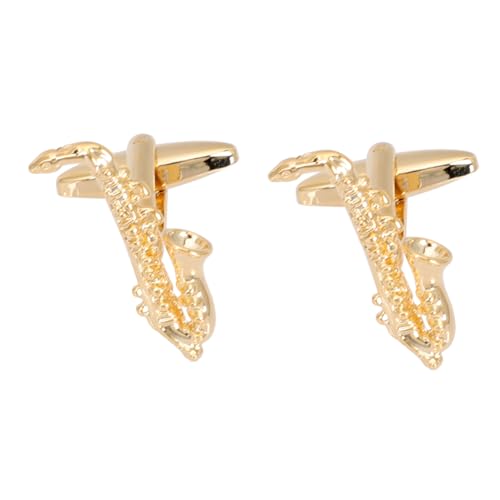 OUNONA 1 Paar Saxophon Manschettenknöpfe Goldene Cufflinks für Herren Musikalische Accessoires für Anzüge Hochzeiten und Partys Oberfläche zu Tragen für von OUNONA