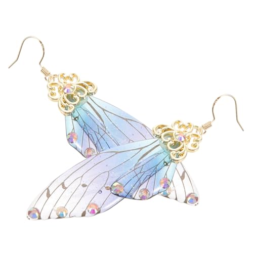 OUNONA 1 Paar Silber Ohrhänger mit Schmetterlingsflügeln Hängende Ohrringe mit Farbverlauf für Frauen und Mädchen für Partykleider und Lässige Outfits von OUNONA