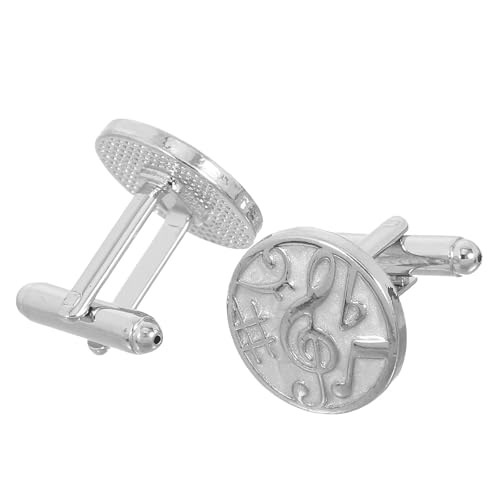 OUNONA 1 Paar runde Manschettenknöpfe mit Musiknoten, französische Manschettenknöpfe für Hemden mit Musikthema, für Musikliebhaber, Business-Schmuckzubehör von OUNONA