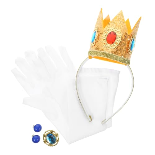 OUNONA 1 Satz Prinzessin Kostüm Zubehör Set Teiliges Cosplay Set mit Krone Haarreifen Ohrringen und Brosche für Halloween Karneval und Themenpartys von OUNONA