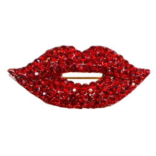 OUNONA 1 Stück Einzelne Lippenbrosche mit Strass Einlage Modischer Anstecker für Kleidung Vielseitiges Accessoire für Partys und Besondere Anlässe von OUNONA