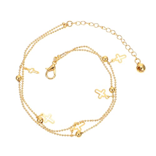 OUNONA 1 Stück Goldene Fußkette für Damen Doppellagige Knöchelketten mit Einzigartigem Design für Strandpartys und Alltagsmode Perfektes für Freundin und Familie von OUNONA