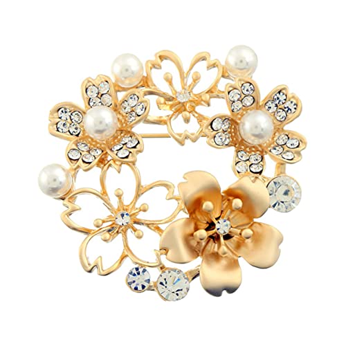 OUNONA 1 Stück Hollowed out Flower Brooch für Damen Eleganter Blüten Anstecker Hochwertigem Modisches Bekleidungszubehör Mattgold für Shirts und Anlässe von OUNONA