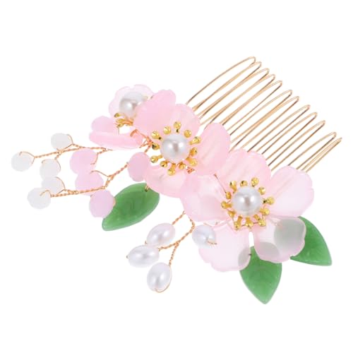 OUNONA 1 Stück Imitierter Jade Haarkamm mit Blumen und Perlen Brautschmuck für Hochzeiten Haaraccessoires für Bräute Leicht und Komfortabel für Besondere Anlässe von OUNONA