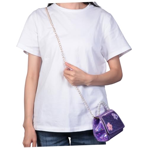 OUNONA Mini Umhängetasche Für Junge Mädchen Mit Perlen Und Blumenmuster Abnehmbarer Schultergurt Und Perlengriff Leicht Schmuck Und Snacks von OUNONA
