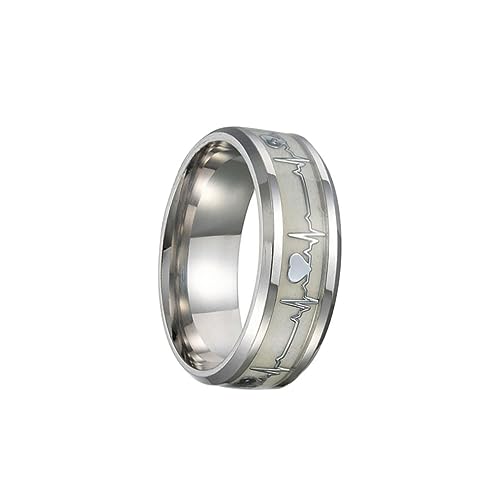 OUNONA Leuchtender Unisex Fingerring mit Elektrokardiographiedesign Stylischer für Frauen und Größe 9 für Partys und Hochzeiten von OUNONA