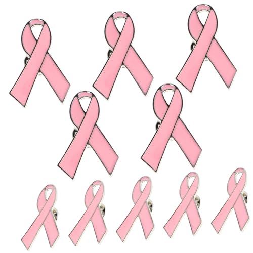OUNONA 10 Stück Brustkrebs Bewusstseins Broschen Ribbon Anstecknadeln Langlebiger Legierung Fein Verarbeitet für Kampagnen und Events zur Frauen Gesundheit Symbolische Unterstützung von OUNONA