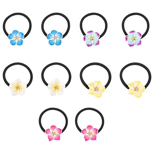 OUNONA 10 Stück Elastische Haargummis mit Blumen Design Farbige Haarbänder für Strand Party und Alltag Geeignet für Dickes und Dünnes Haar Modischer Haarschmuck für und Mädchen von OUNONA