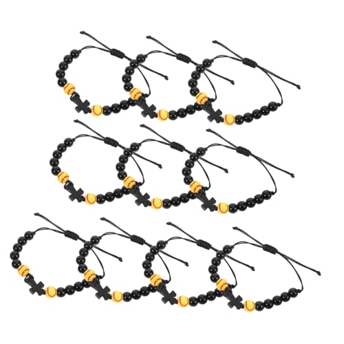 OUNONA 10stücke Fußballarmband Für Männer Charm-armbänder Für Sportpartys Sportarmbänder Aus Holz Mit Kreuz Multisport-design Angenehmes Tragegefühl Robuste Verarbeitung Trendiges von OUNONA