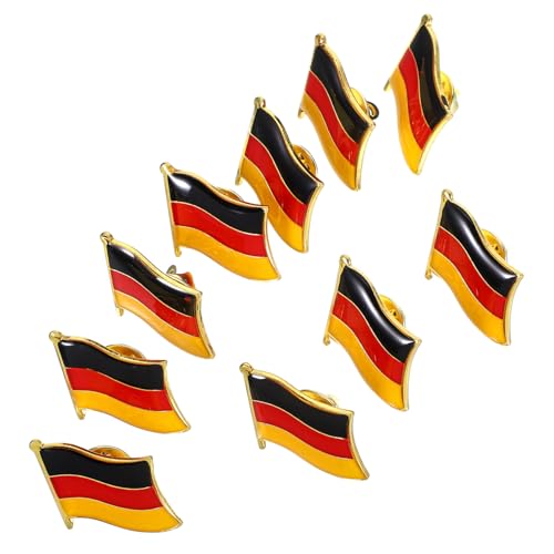 OUNONA 10 Stück Robuste Eisen Anstecknadeln mit Deutscher Flagge Eleganter Schmetterlingsverschluss Vielseitig als Brosche für Jacken Schals Taschen Patriotisches Accessoire von OUNONA