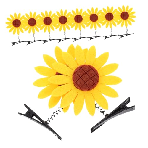 OUNONA 10 Stück Teiliges Sonnenblumen Haarclips Dekorative Haarklammern für Mädchen Geeignet für Partys Hochzeiten und Alltag Langlebiges Material Modisches Design Gelb von OUNONA