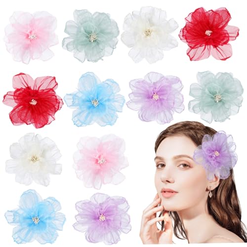 OUNONA 10stücke Haarblumen Blumen-haarspangen Für Frauen Satte Farben Leichtes Material Rutschfeste Spangen Hochsteckfrisuren Zöpfe Boho Haar Zubehör von OUNONA
