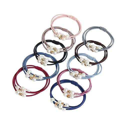 OUNONA 10stücke Perlen Haargummis Elastisch Damen Mädchen Pferdeschwanzhalter Stretch Haarring Haarschmuck von OUNONA