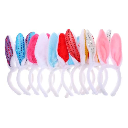 OUNONA 10stücke Teiliges Plüsch-osterhasenohren Haarreif Für Partys Farbenfrohe Dekoration Accessoire Für Mädchen Für Ostern Und Karnevalsveranstaltungen von OUNONA