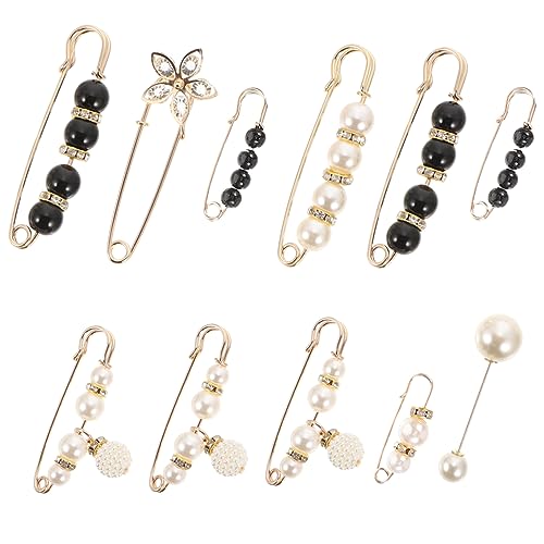 OUNONA 11Stücke Teiliges Perlenbroschen für Damen Verstellbare Schal und Hosenclips Elegantes Design zur Sicheren Befestigung von Kleidung für Röcke und Blusen von OUNONA
