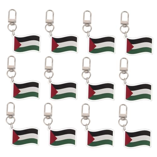 OUNONA 12 Stück Palästinensische Hängeornamente Schlüsselanhänger Dekor Schlüsselanhänger Etiketten Rucksack Zubehör Handyanhänger Geldbörsen Charm Flagge von OUNONA