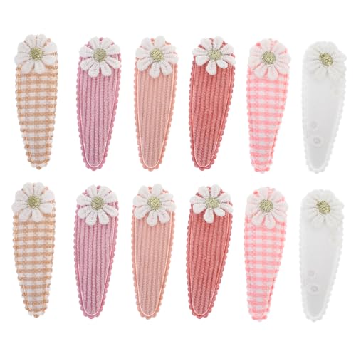 OUNONA 12 Stück Teiliges Haarspangen Blumenmuster Niedliche Stoff Haarklammern für Mädchen Bunte Haarschmuck Clips Einfach Anzuwenden und Strapazierfähig Vielseitig Einsetzbar für von OUNONA