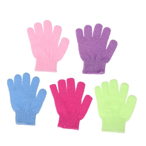 OUNONA 12 Stück Teiliges Peelinghandschuhe aus Nylon Fünf Finger Duschhandschuhe zum Körperpeeling und Sanften Hautschrubben Wiederverwendbare Badeschrubber für Damen und Herren von OUNONA