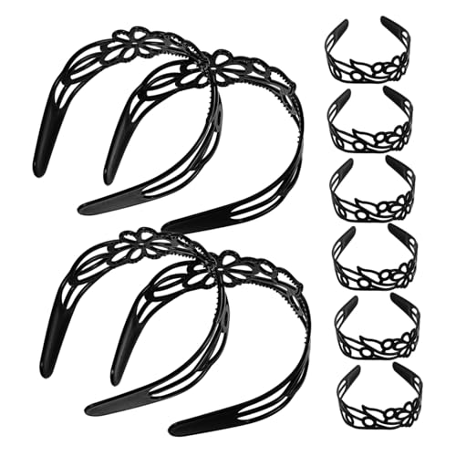 OUNONA 12stücke Breites Blumen-stirnband Schwarz Für Damen Haarbänder Mit Hohlem Blumendesign Kunststoff-stirnbänder Als Kopfbedeckung Für Brautparty-kostüm-styling von OUNONA