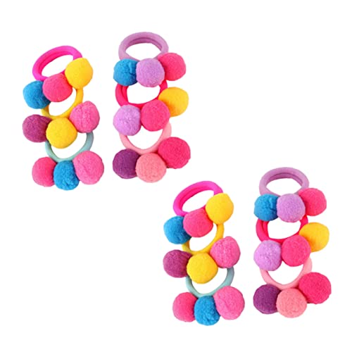 OUNONA 12stücke Elastisches Haarband Mit Pompom Bällen Haarseil Junge Mädchen Haar Ring Haare Accessoire Haar Für Tägliche Benutzung Und Party Geschenk Für Mädchen von OUNONA